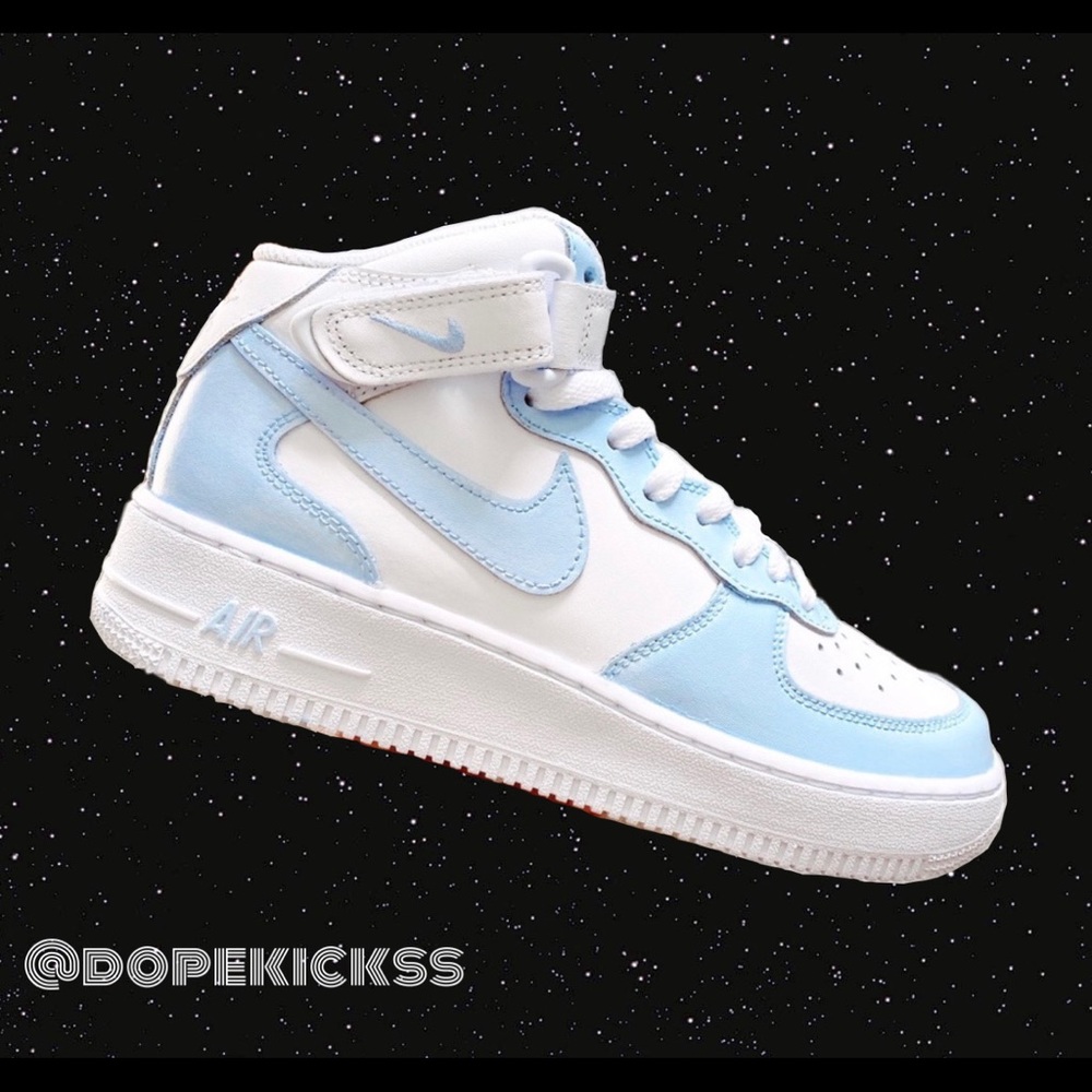 ⚡️Custom Air Force 1 Mids (Baby Blue)⚡️